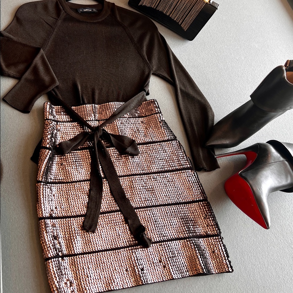 BCBG Max Azria Bronze Sequins Skirt